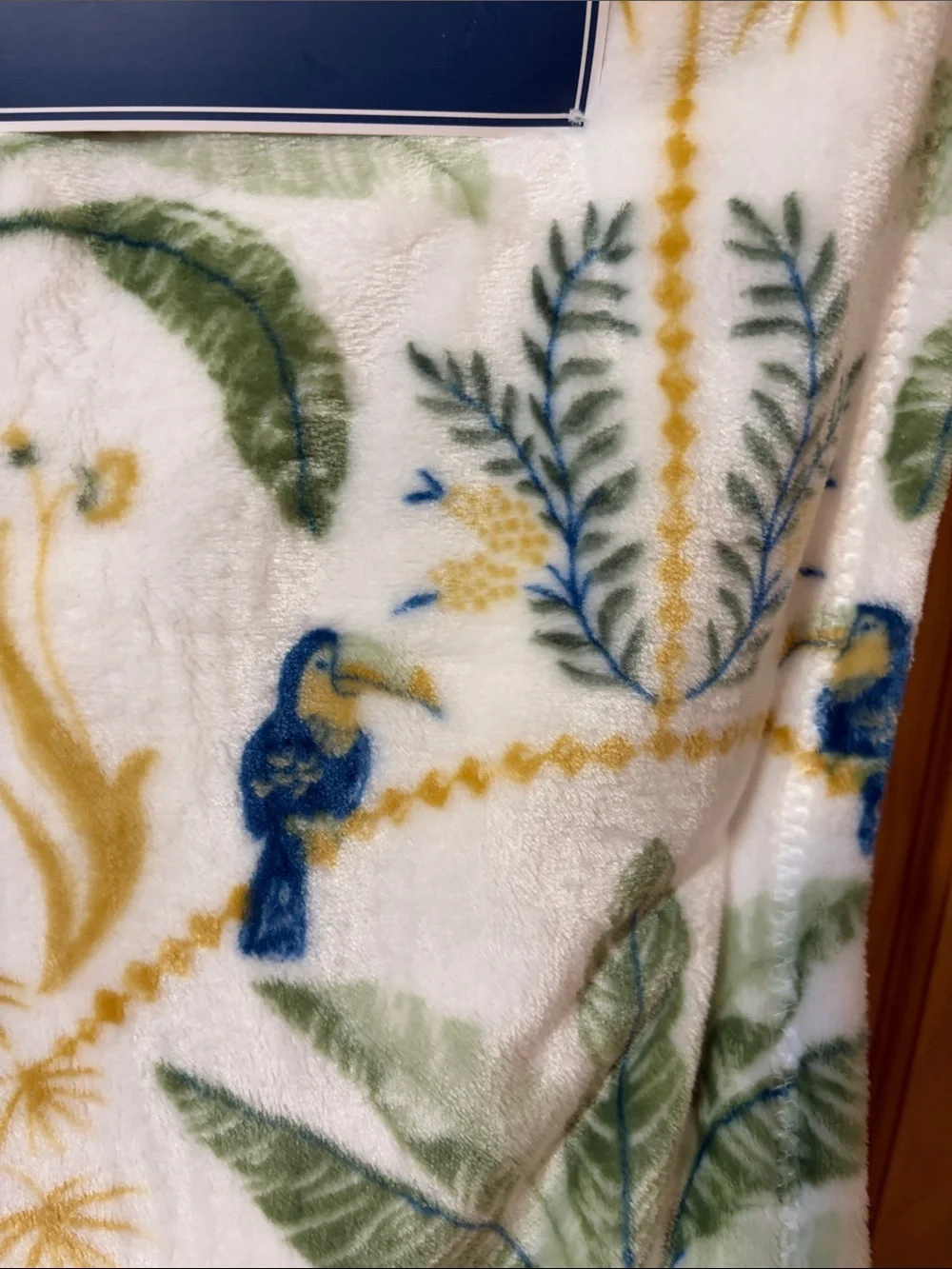 Tommy Bahama Ivory, Green, Gold & Blue Tropical Plush Throw